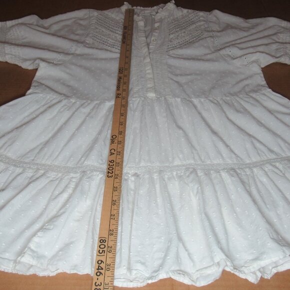 Anthropologie White Swiss Dot Boho Babydoll Dress | Size Small - Picture 5 of 14